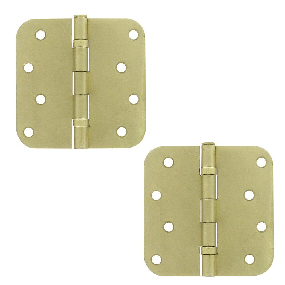 Deltana 4" x 4" 5/8" Radius/2 Ball Bearing/Residential Door Hinge (Sold as a Pair) in Brushed Brass