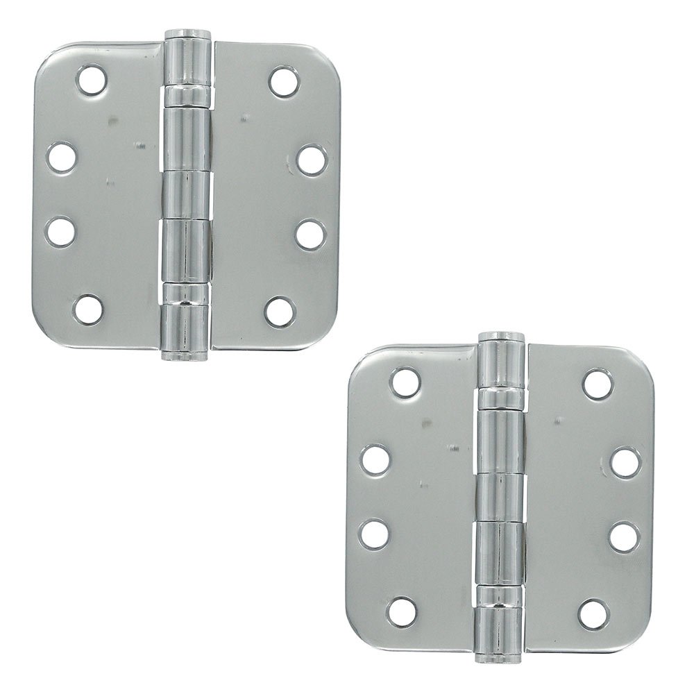 Deltana 4" x 4" 5/8" Radius/2 Ball Bearing/Heavy Duty Door Hinge (Sold as a Pair) in Polished Chrome