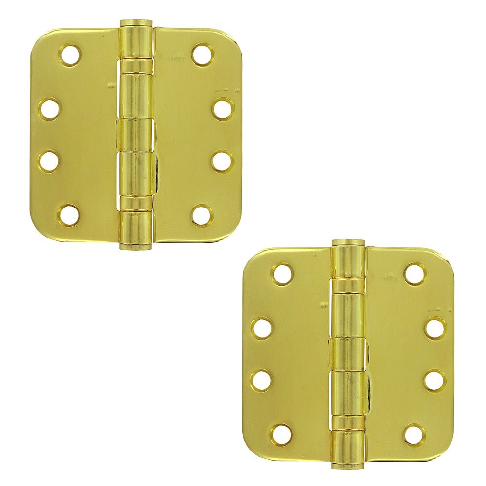 Deltana 4" x 4" 5/8" Radius/2 Ball Bearing/Heavy Duty Door Hinge (Sold as a Pair) in Polished Brass