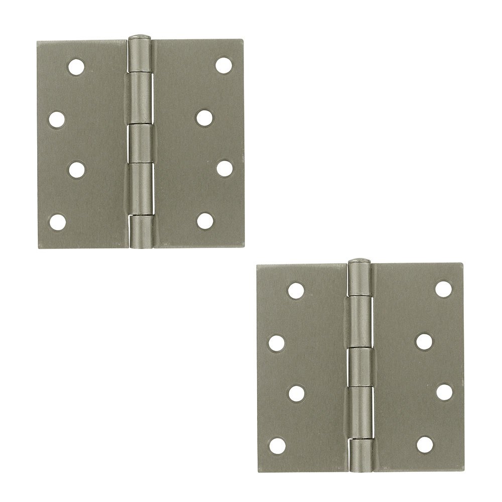 Deltana 4" x 4" Residential Square Door Hinge (Sold as a Pair) in Brushed Nickel