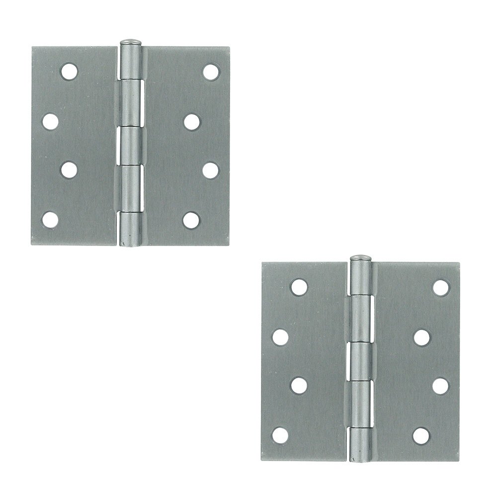Deltana 4" x 4" Residential Square Door Hinge (Sold as a Pair) in Brushed Chrome