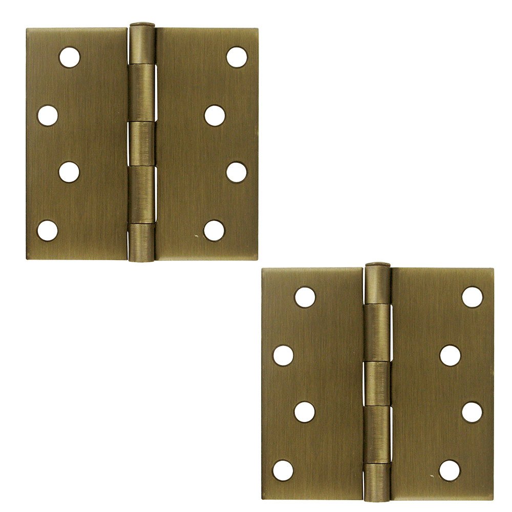 Deltana 4" x 4" Residential Square Door Hinge (Sold as a Pair) in Antique Brass