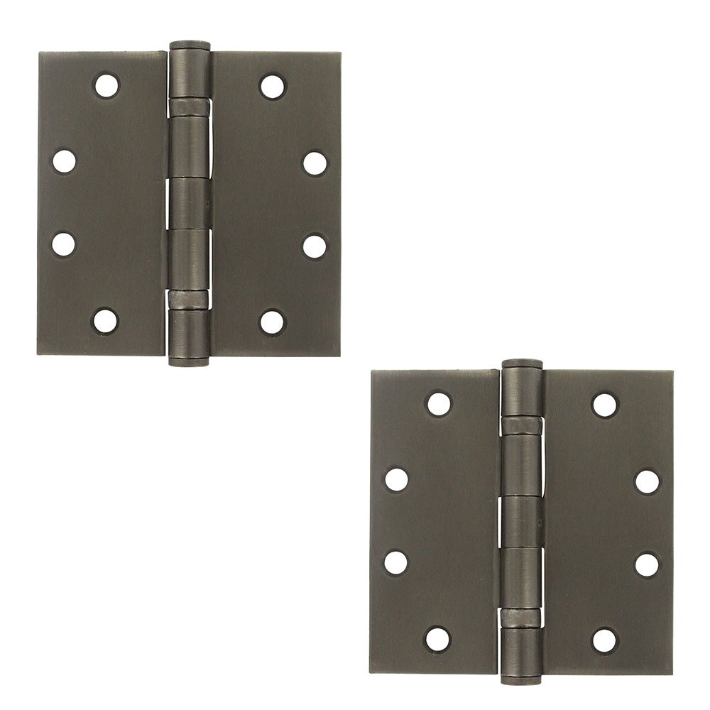 Deltana Removable Pin Square Door Hinge (Sold as a Pair) in Antique Nickel
