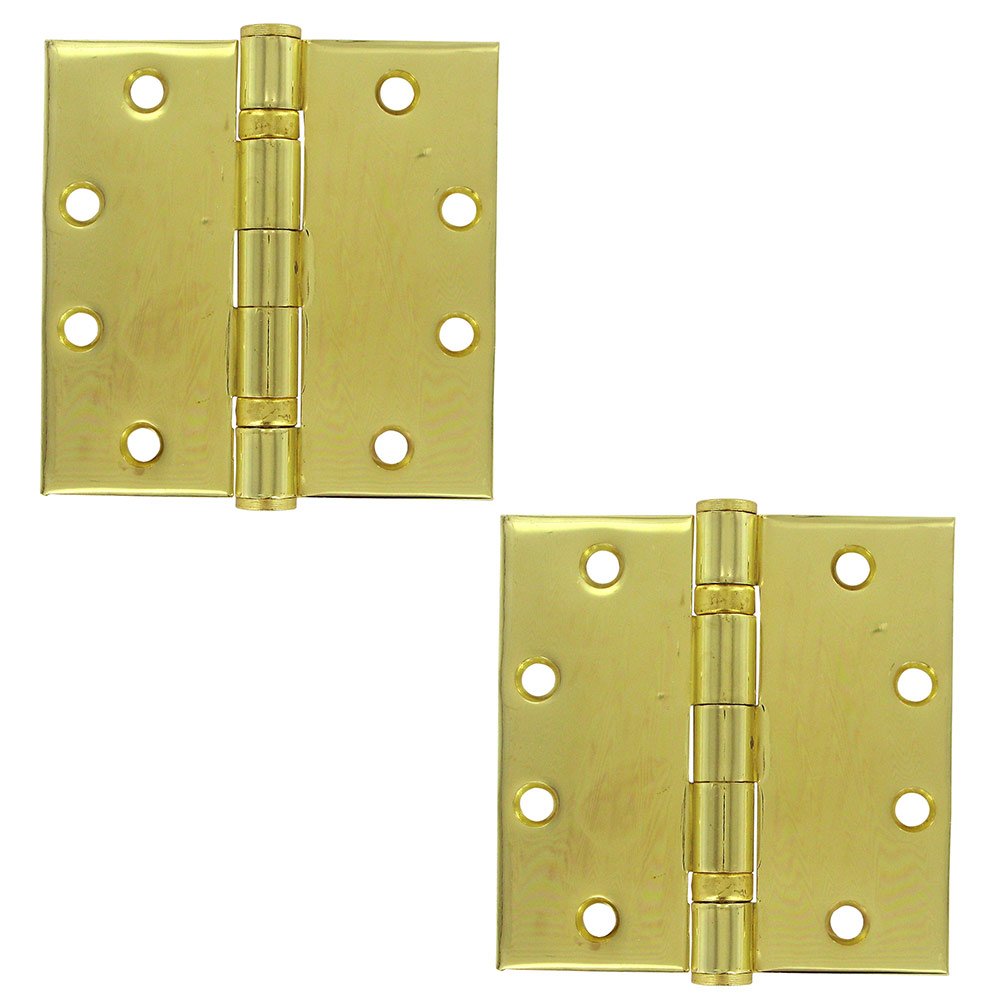 Deltana Removable Pin Square Door Hinge (Sold as a Pair) in Polished Brass