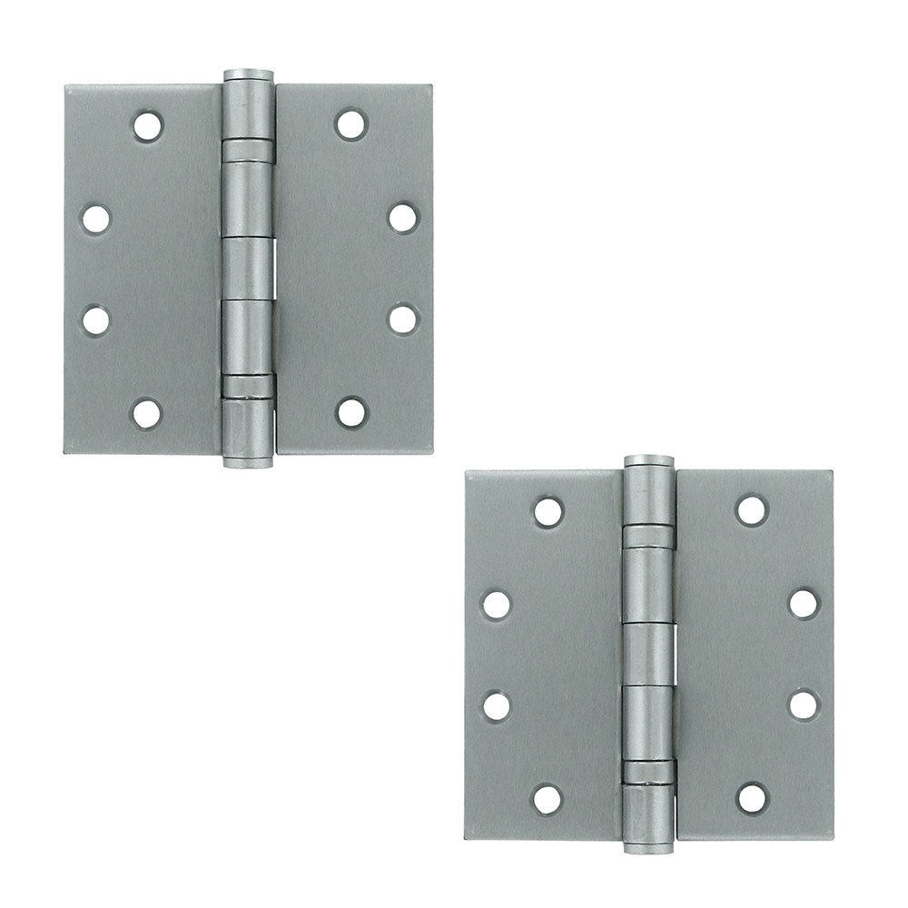 Deltana 4 1/2" x 4 1/2" 2 Ball Bearing/Heavy Duty Square Door Hinge (Sold as a Pair) in Brushed Chrome