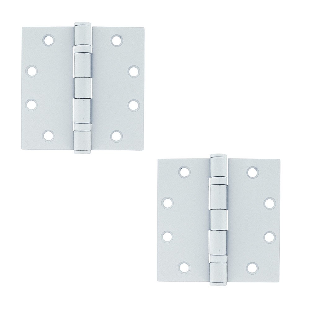 Deltana 4 1/2" x 4 1/2" 2 Ball Bearing/Heavy Duty Square Door Hinge (Sold as a Pair) in Paint White