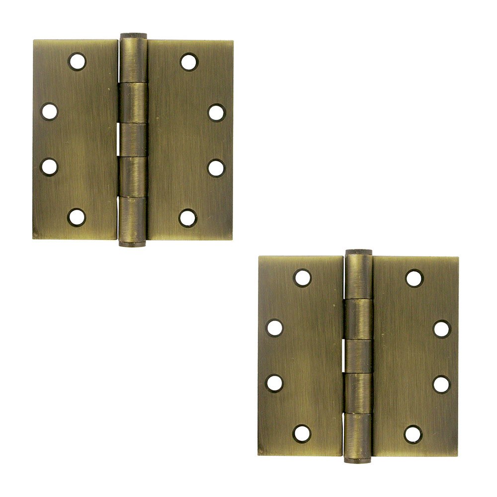 Deltana 4 1/2" x 4 1/2" Heavy Duty Square Door Hinge (Sold as a Pair) in Antique Brass