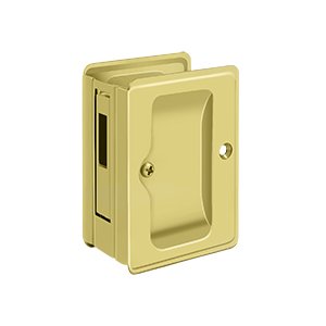 Deltana Heavy Duty Pocket Lock Adjustable 3 1/4"x 2 1/4" Sliding Door Receiver in Polished Brass
