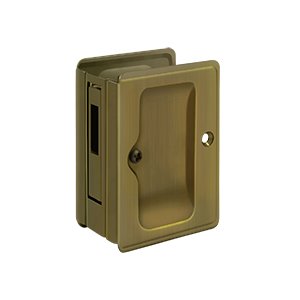 Deltana Heavy Duty Pocket Lock Adjustable 3 1/4"x 2 1/4" Sliding Door Receiver in Antique Brass