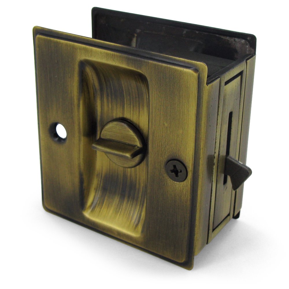 Deltana Solid Brass 2 1/2" x 2 3/4" Privacy Pocket Lock in Antique Brass