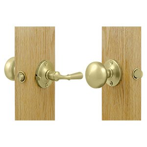 Deltana Round Storm Door Latch with Tubular Lock in Polished Brass Unlacquered
