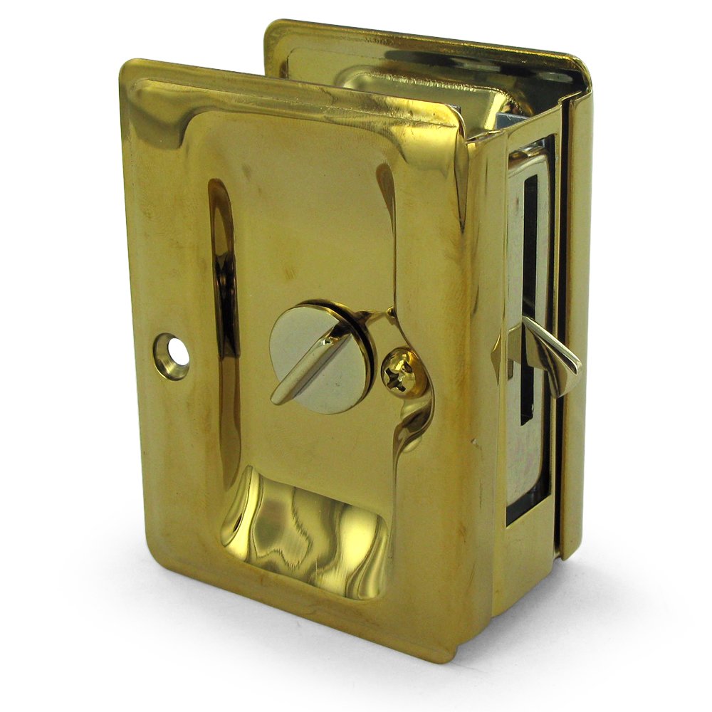 Deltana Solid Brass Adjustable 3 1/4" x 2 1/4" Heavy Duty Privacy Pocket Lock in PVD Brass