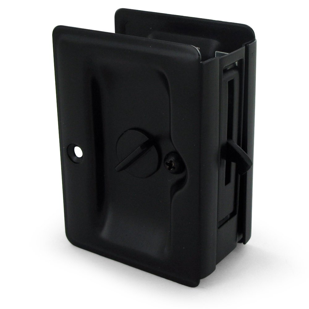 Deltana Solid Brass Adjustable 3 1/4" x 2 1/4" Heavy Duty Privacy Pocket Lock in Paint Black