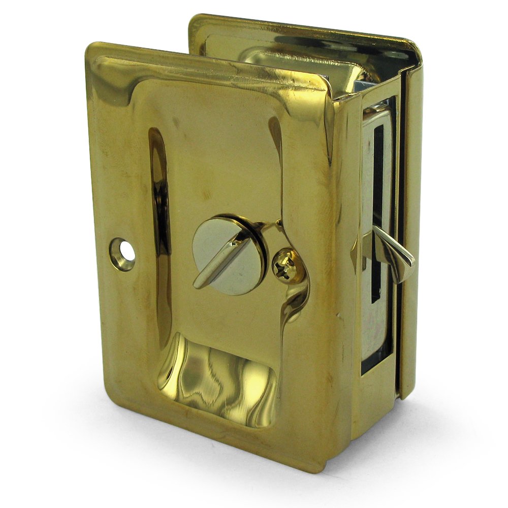 Deltana Solid Brass Adjustable 3 1/4" x 2 1/4" Heavy Duty Privacy Pocket Lock in Polished Brass