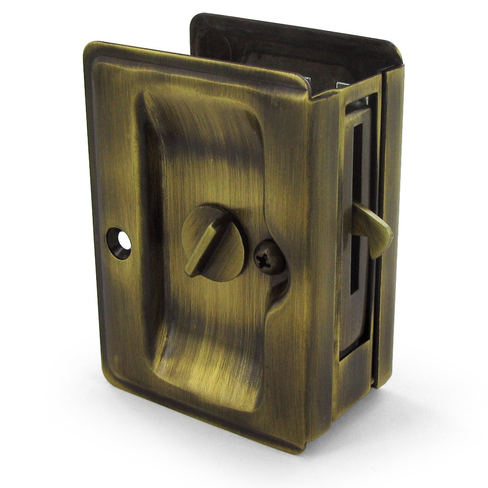 Deltana Solid Brass Adjustable 3 1/4" x 2 1/4" Heavy Duty Privacy Pocket Lock in Antique Brass