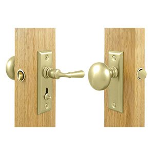 Deltana Rectangular Storm Door Latch with Tubular Lock in Polished Brass Unlacquered