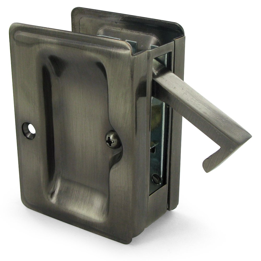 Deltana Solid Brass Adjustable 3 1/4" x 2 1/4" Heavy Duty Passage Pocket Lock in Antique Nickel