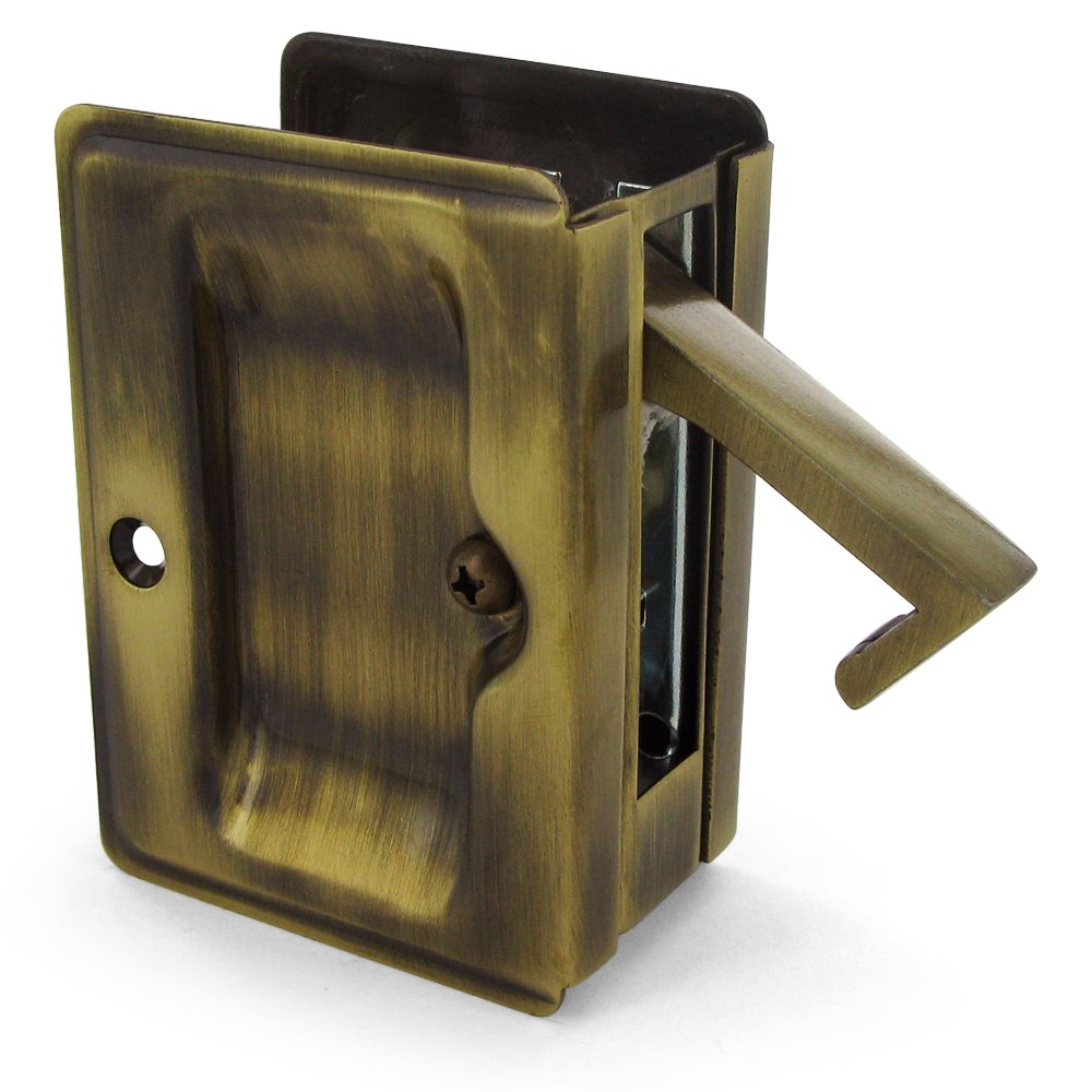 Deltana Solid Brass Adjustable 3 1/4" x 2 1/4" Heavy Duty Passage Pocket Lock in Antique Brass