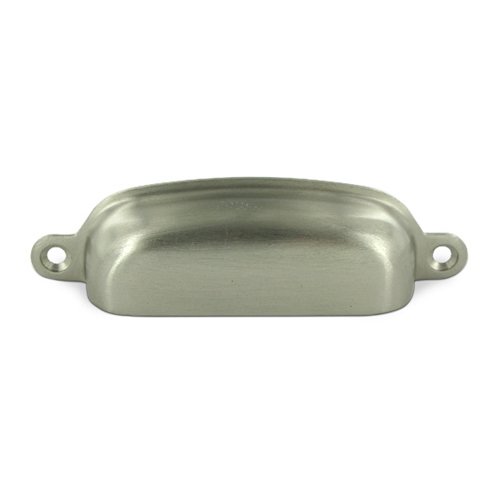 Deltana Solid Brass 3 5/8" Centers Front Mounted Shell Cup Pull in Brushed Nickel