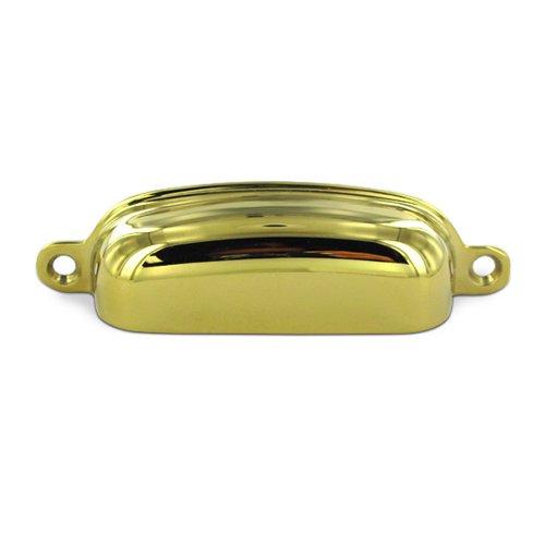 Deltana Solid Brass 3 5/8" Centers Front Mounted Shell Cup Pull in Polished Brass