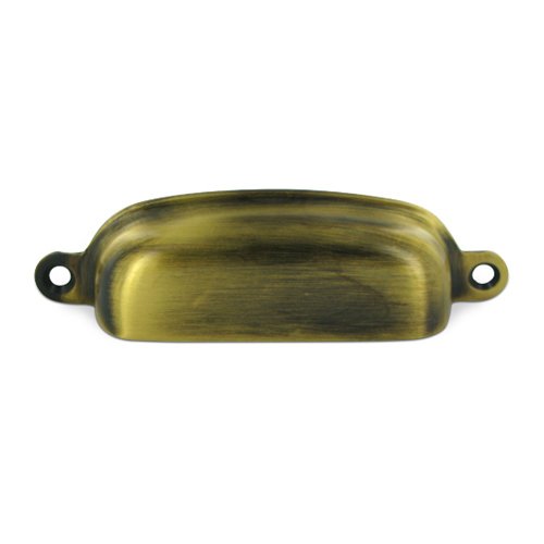 Deltana Solid Brass 3 5/8" Centers Front Mounted Shell Cup Pull in Antique Brass