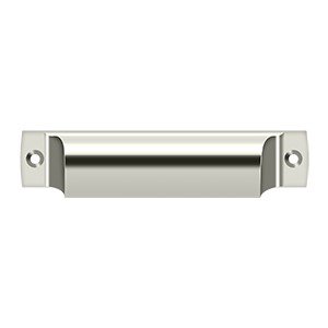 Deltana Solid Brass 4" Centers Front Mounted Shell Cup Pull in Polished Nickel