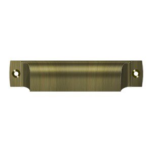 Deltana Solid Brass 4" Centers Front Mounted Shell Cup Pull in Antique Brass