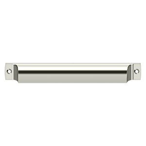 Deltana Solid Brass 7 1/16" Centers Front Mounted Shell Cup Pull in Polished Nickel