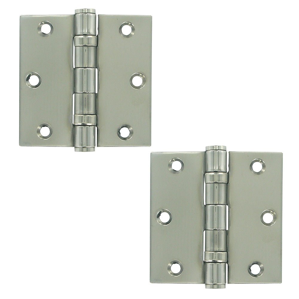 Deltana Stainless Steel 3 1/2" x 3 1/2" 2 Ball Bearing Square Door Hinge (Sold as a Pair) in Polished Stainless Steel