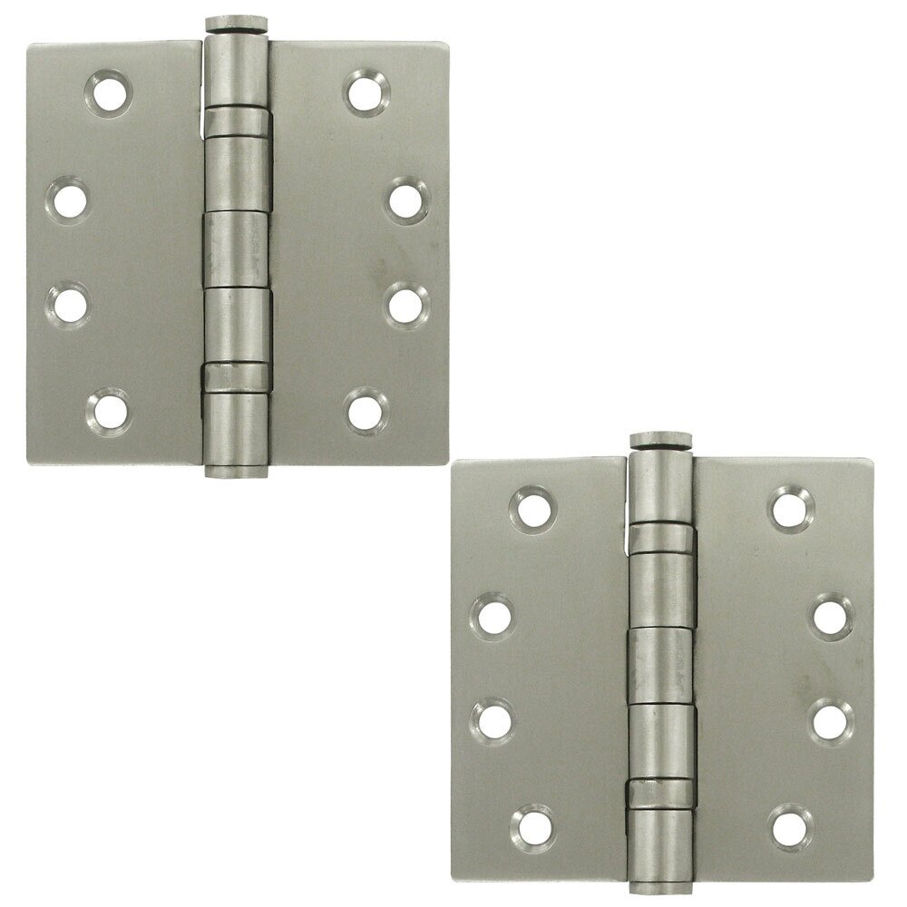 Deltana Stainless Steel 4" x 4" 2 Ball Bearing Square Door Hinge (Sold as a Pair) in Brushed Stainless Steel