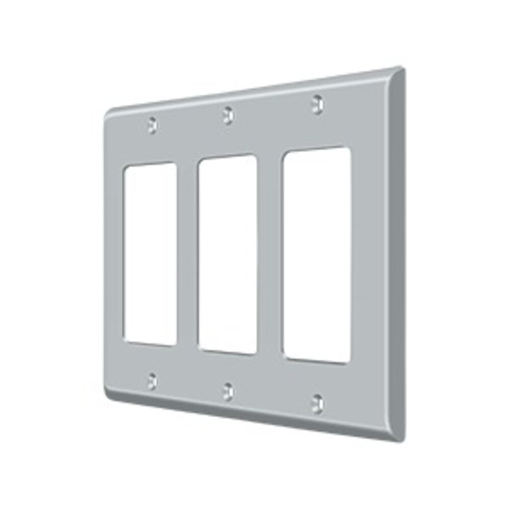 Deltana Solid Brass Triple Rocker Switchplate in Brushed Chrome