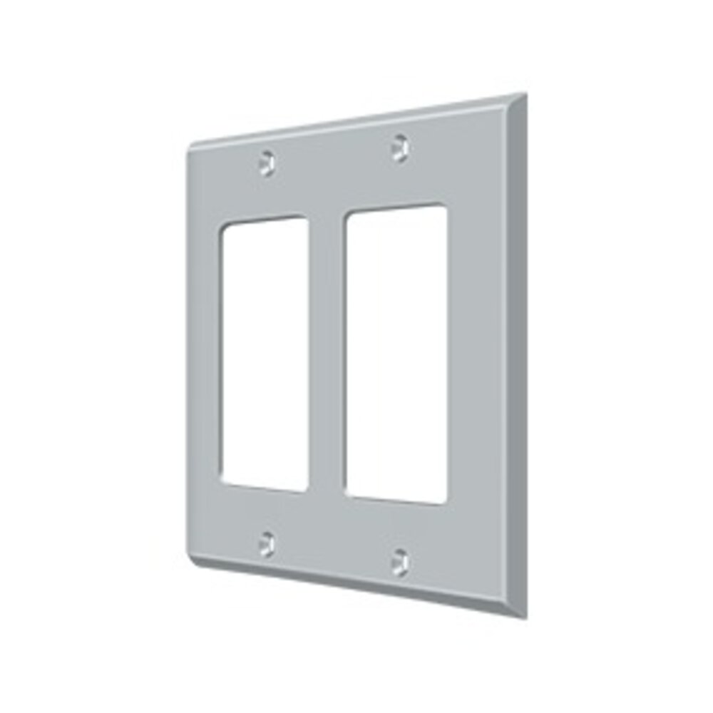 Deltana Solid Brass Double Rocker Switchplate in Brushed Chrome