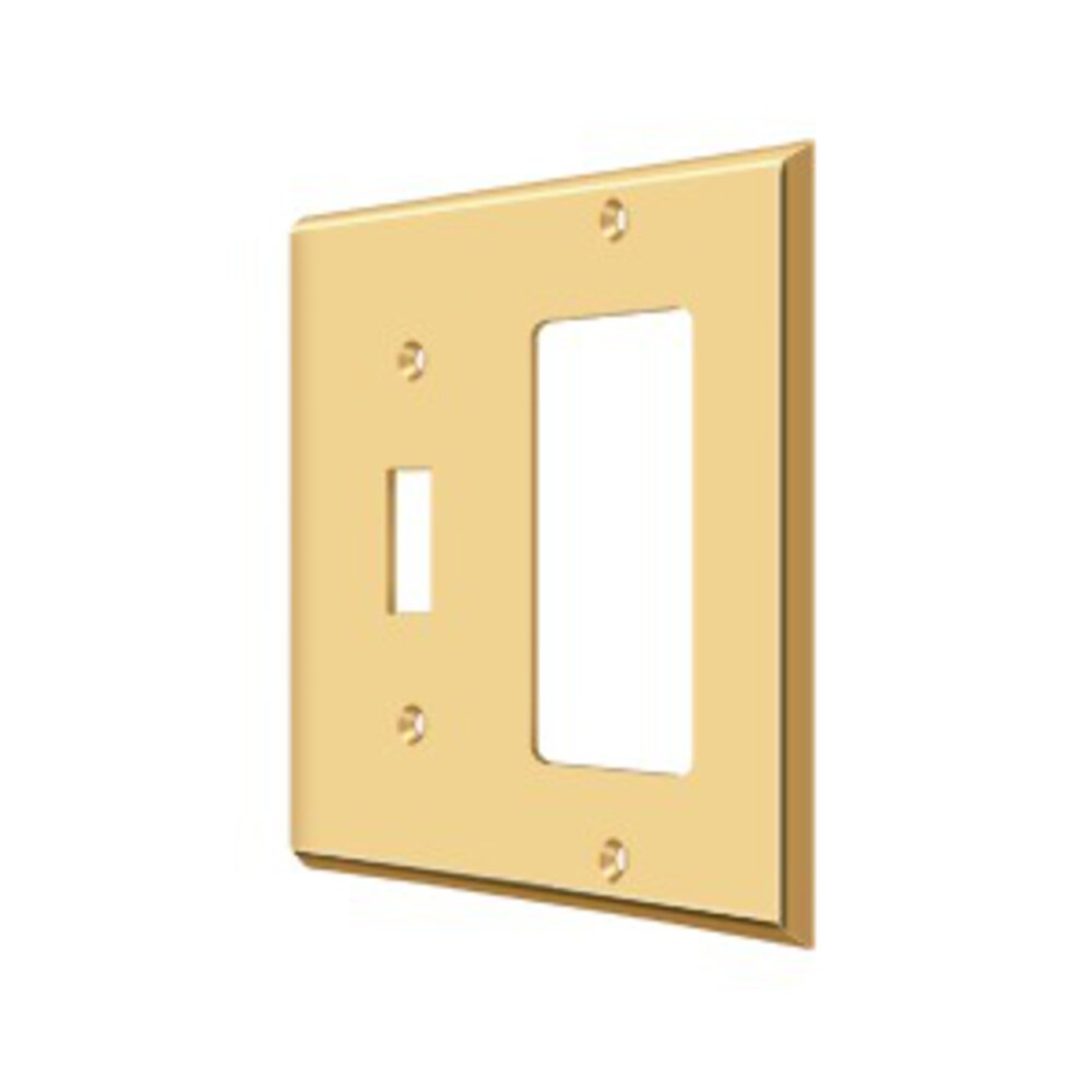 Deltana Solid Brass Single Toggle/Single Rocker Combination Switchplate in PVD Brass