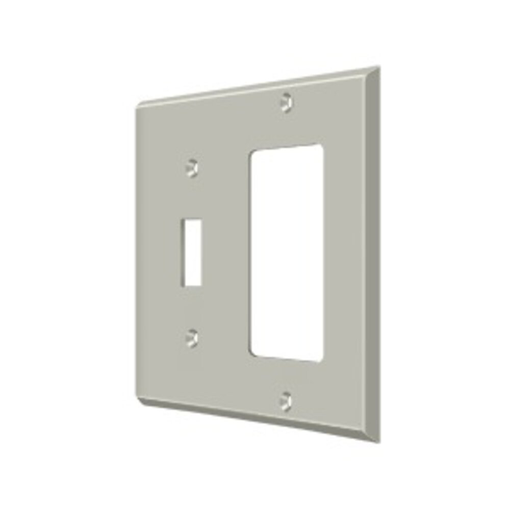 Deltana Solid Brass Single Toggle/Single Rocker Combination Switchplate in Brushed Nickel