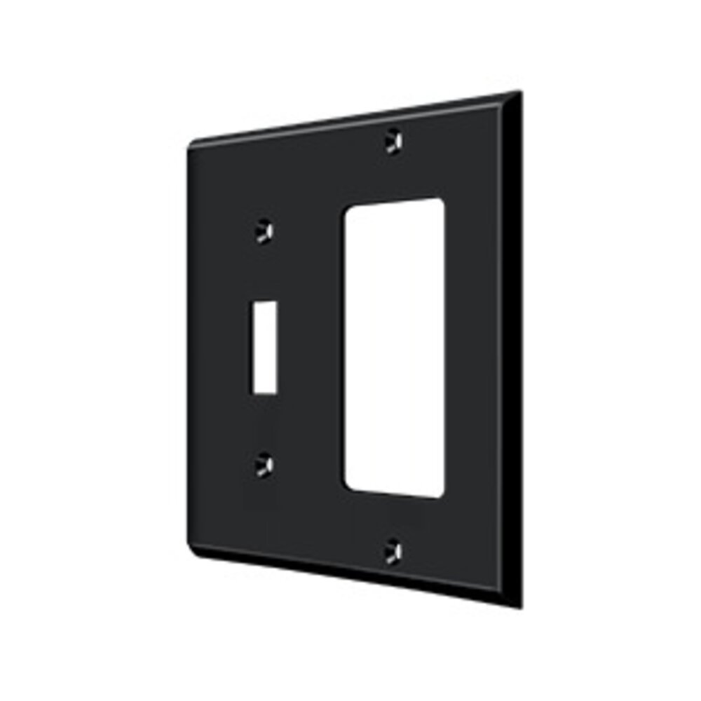 Deltana Solid Brass Single Toggle/Single Rocker Combination Switchplate in Paint Black