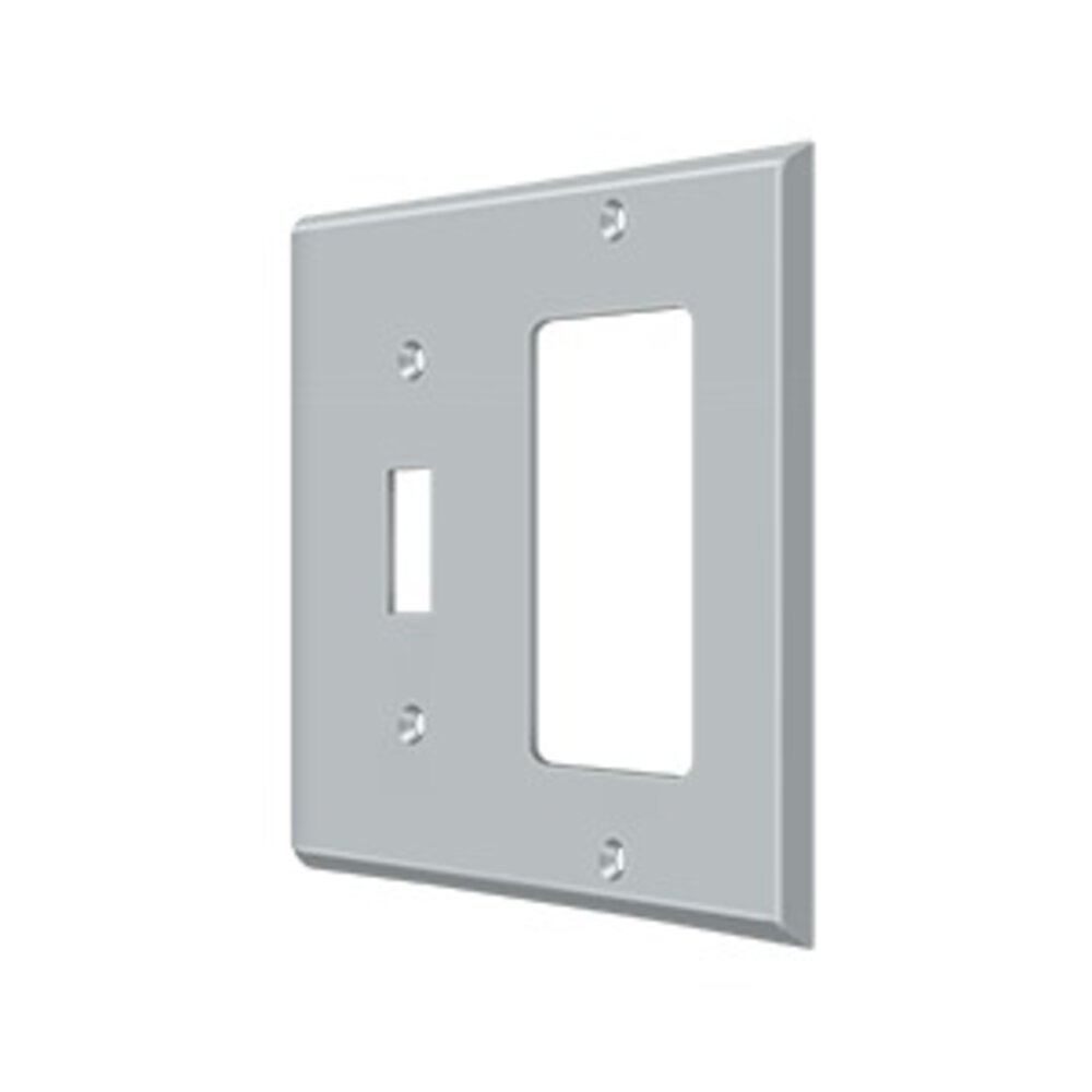 Deltana Solid Brass Single Toggle/Single Rocker Combination Switchplate in Brushed Chrome
