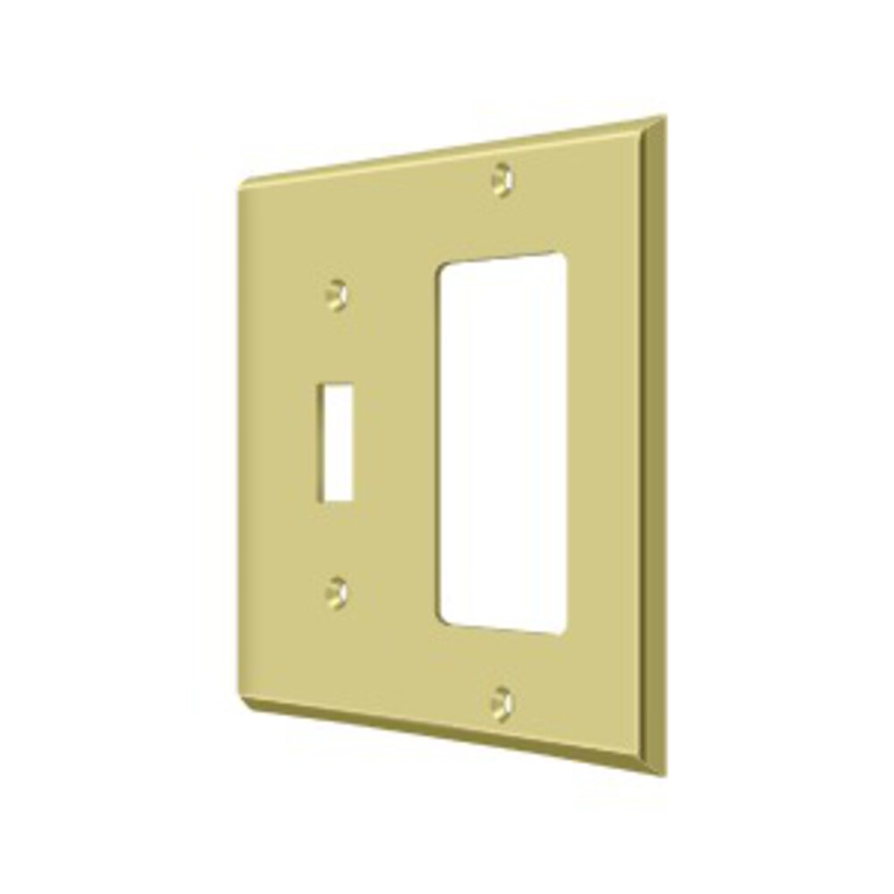 Deltana Solid Brass Single Toggle/Single Rocker Combination Switchplate in Polished Brass