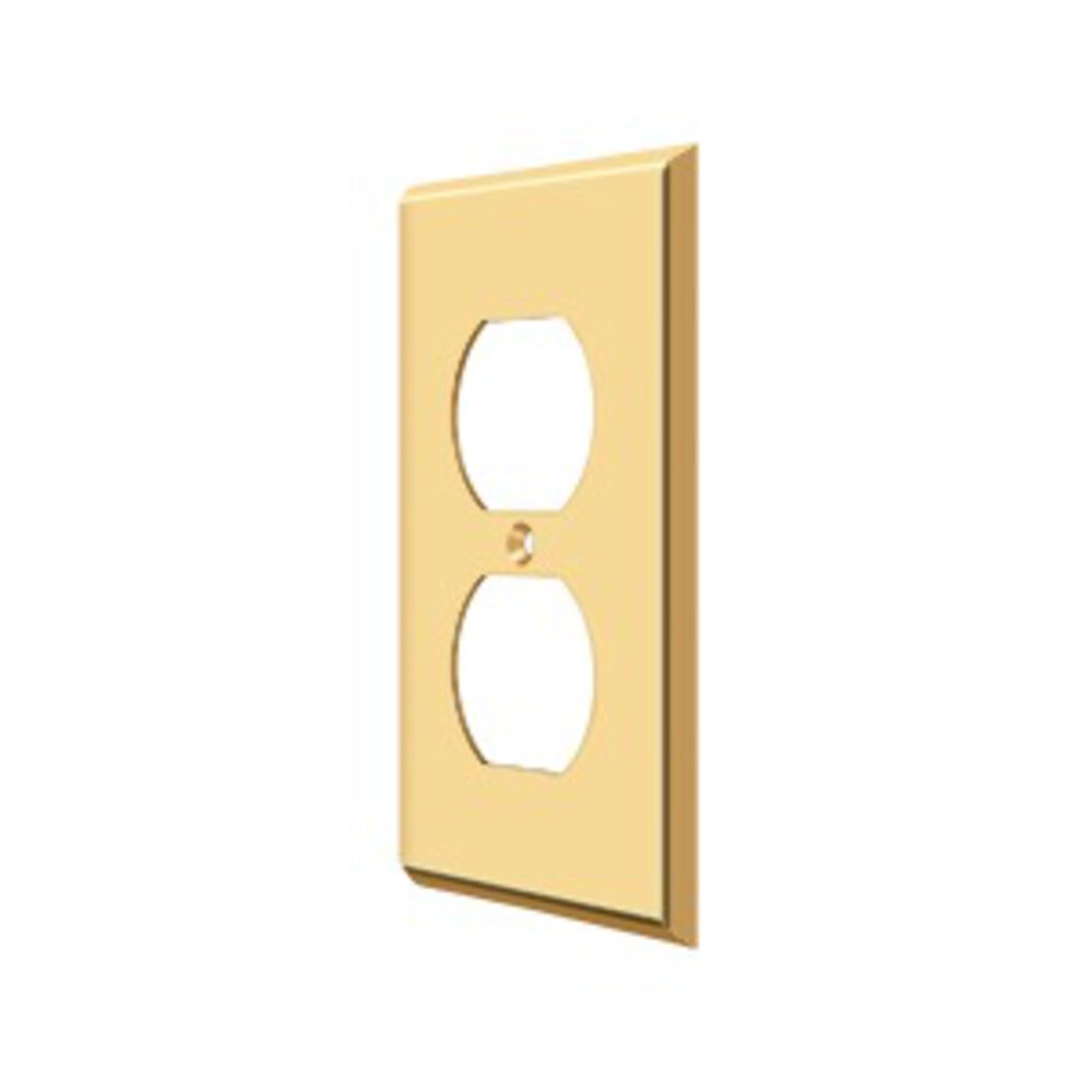 Deltana Solid Brass Single Duplex Outlet Switchplate in PVD Brass