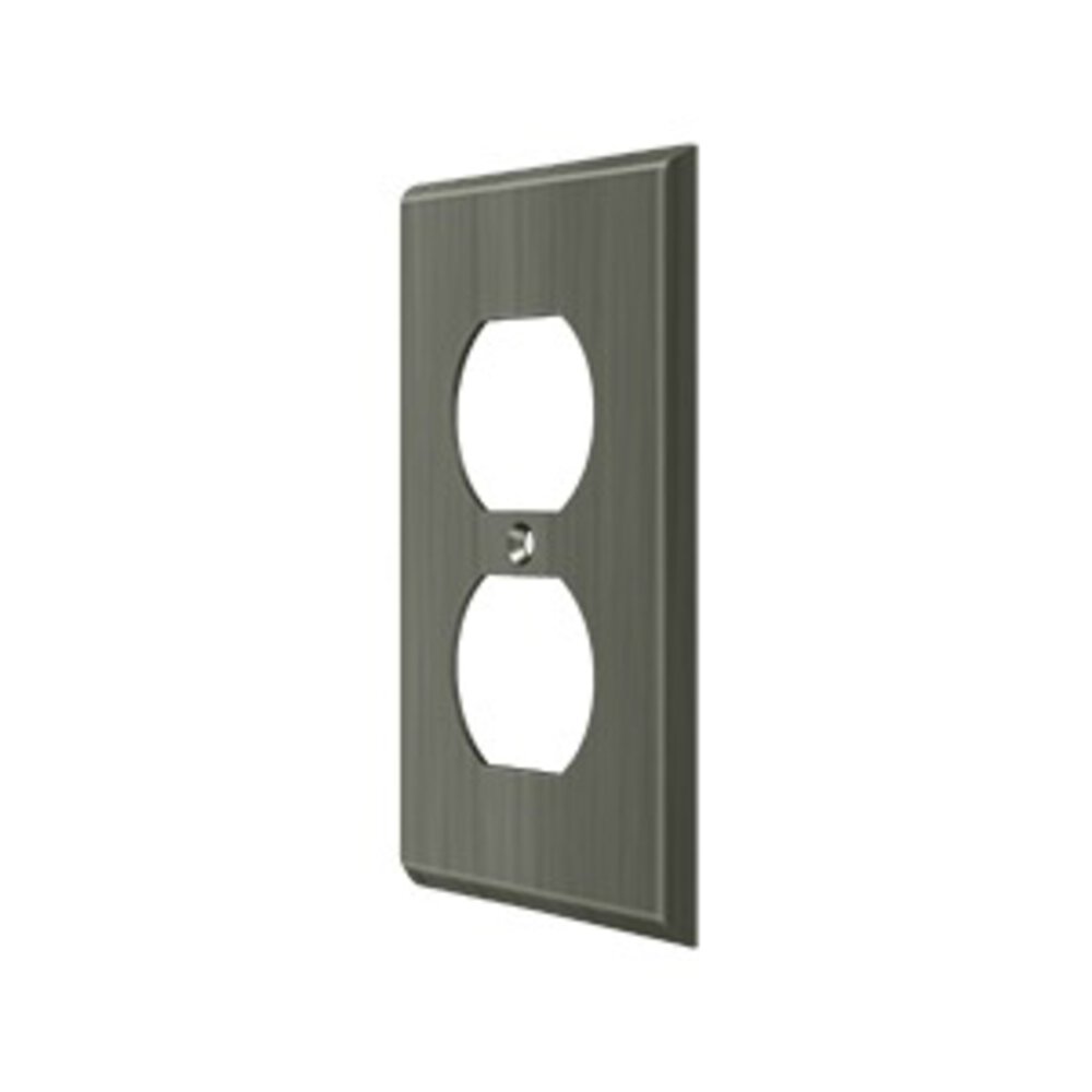 Deltana Solid Brass Single Duplex Outlet Switchplate in Antique Nickel