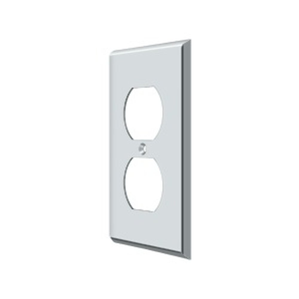 Deltana Solid Brass Single Duplex Outlet Switchplate in Polished Chrome
