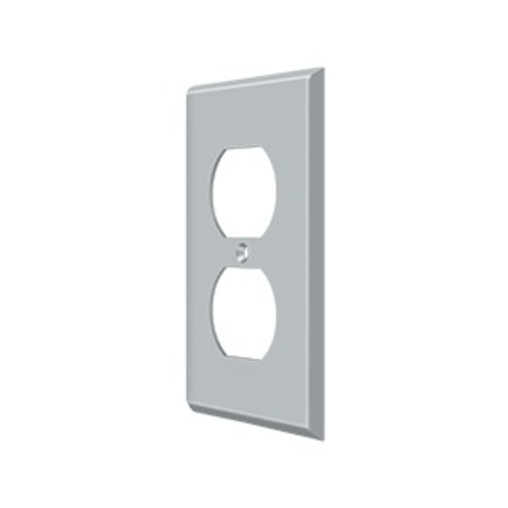 Deltana Solid Brass Single Duplex Outlet Switchplate in Brushed Chrome