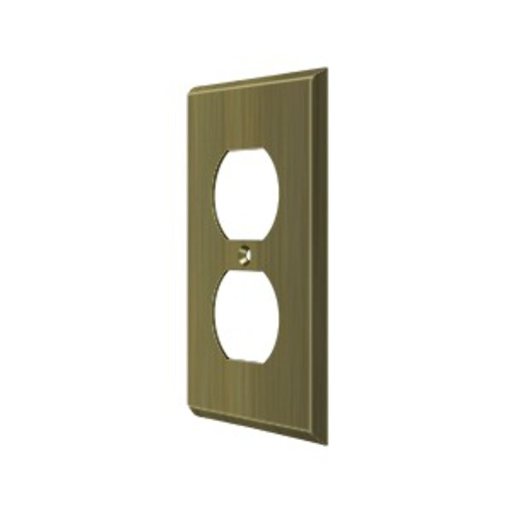 Deltana Solid Brass Single Duplex Outlet Switchplate in Antique Brass