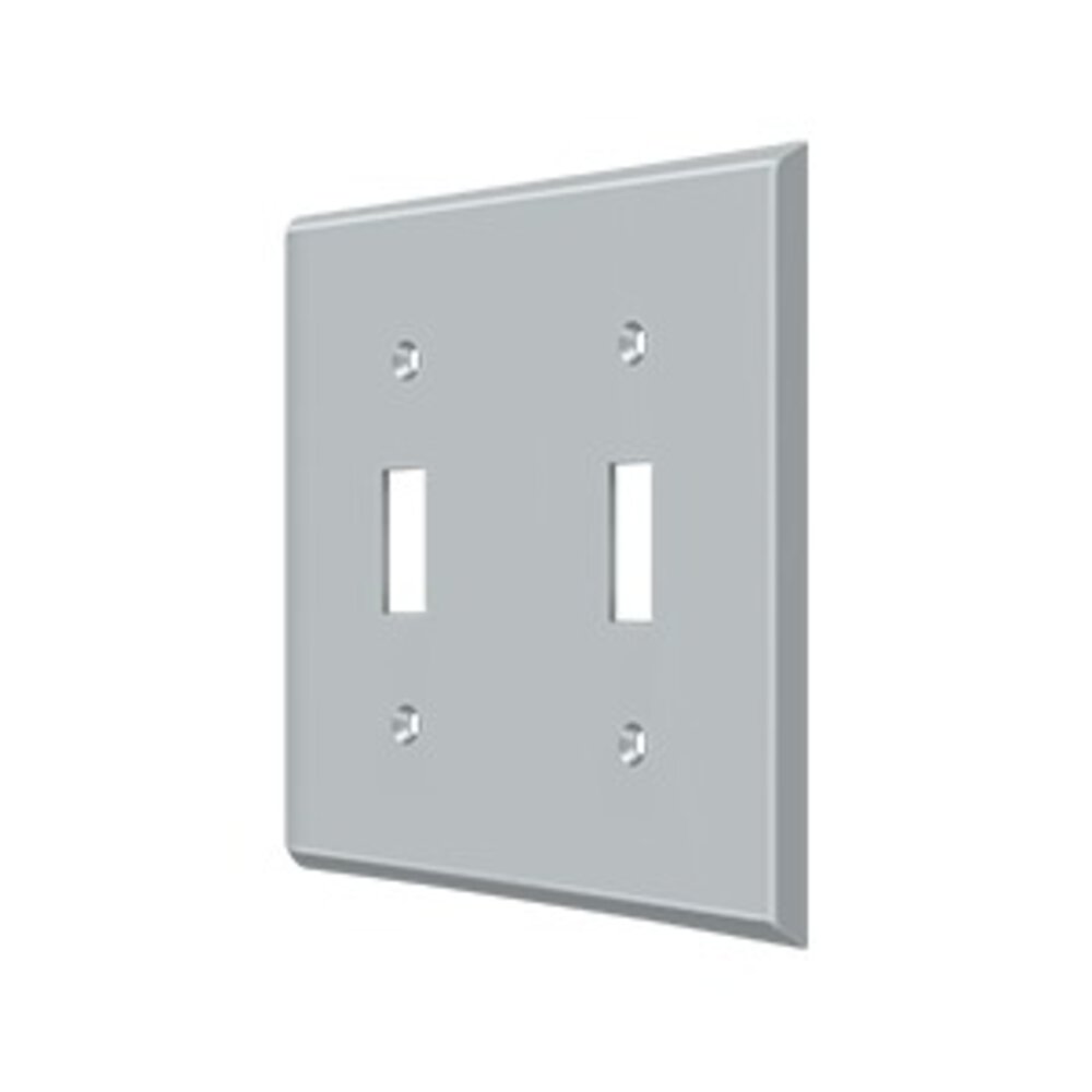 Deltana Solid Brass Double Toggle Switchplate in Brushed Chrome