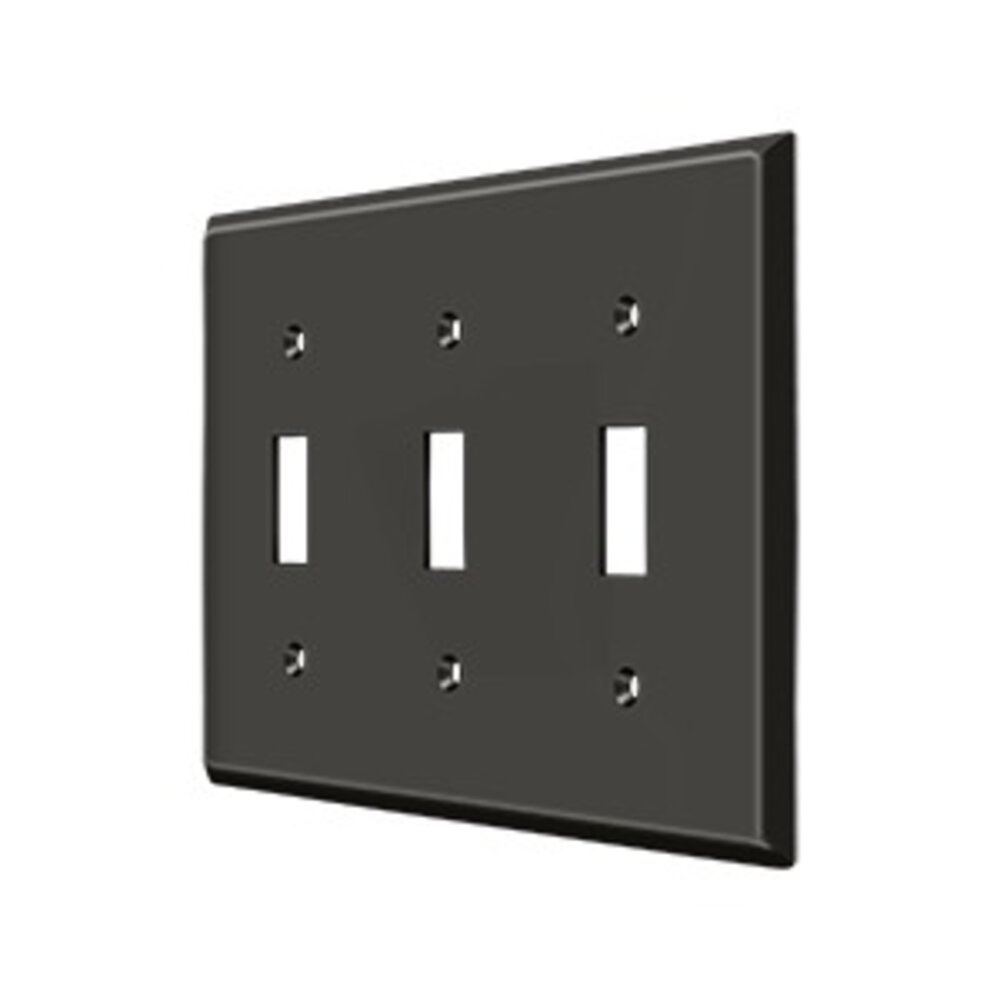 Deltana Solid Brass Triple Toggle Switchplate in Oil Rubbed Bronze