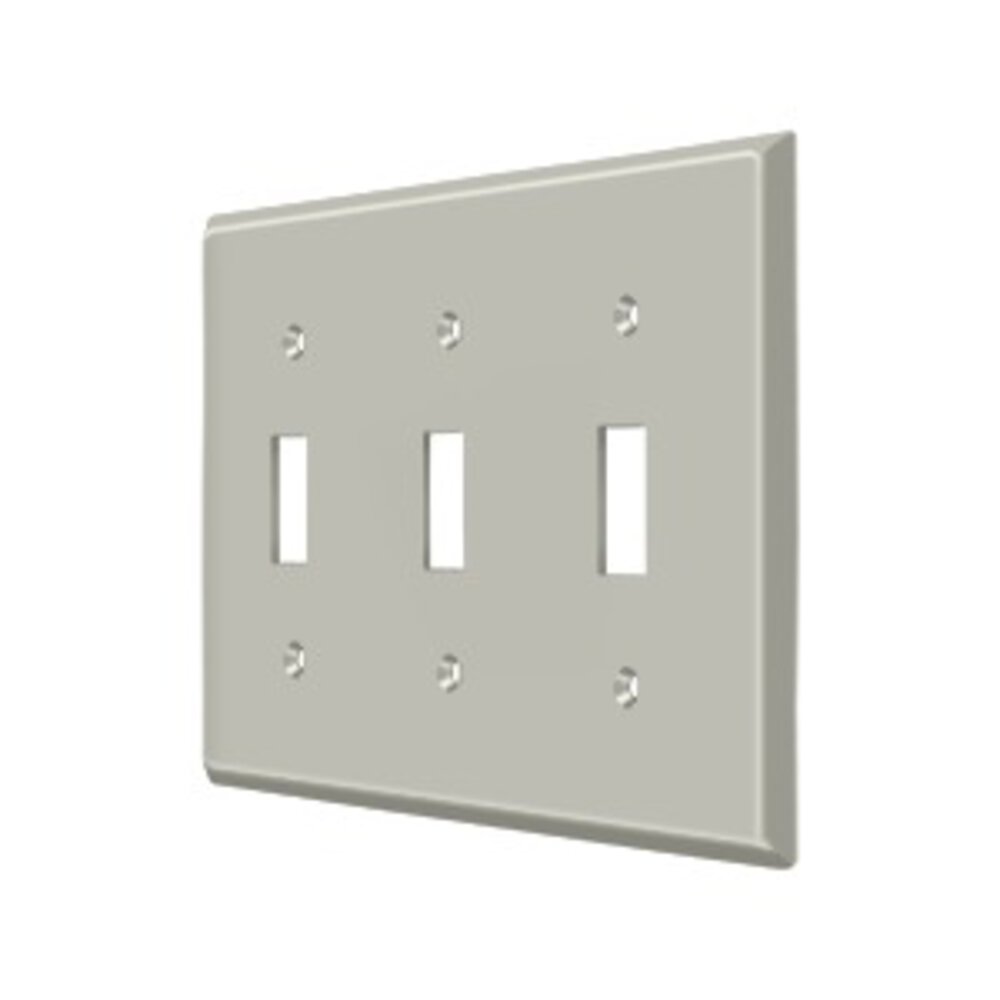 Deltana Solid Brass Triple Toggle Switchplate in Brushed Nickel