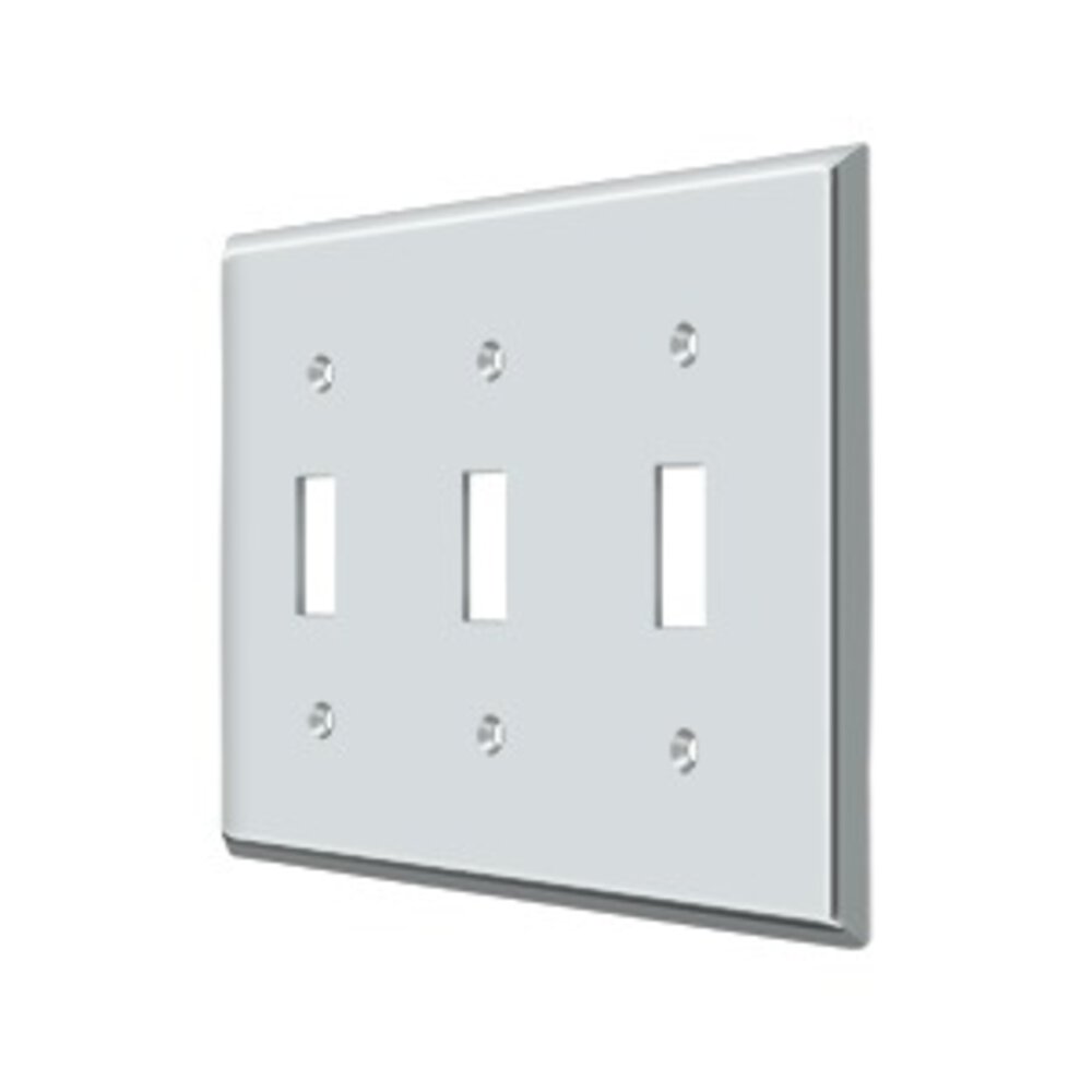 Deltana Solid Brass Triple Toggle Switchplate in Polished Chrome