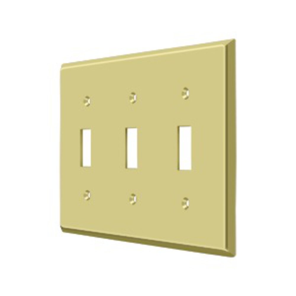 Deltana Solid Brass Triple Toggle Switchplate in Polished Brass