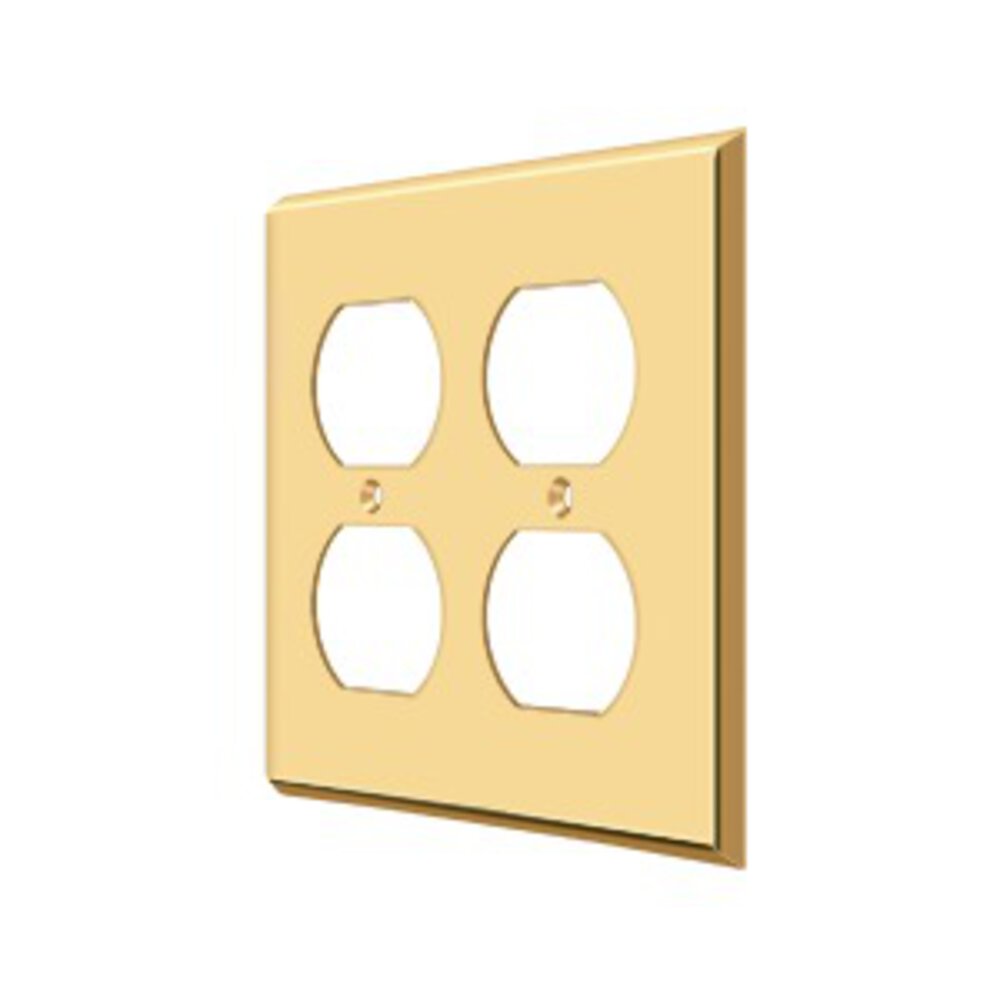 Deltana Solid Brass Double Duplex Outlet Switchplate in PVD Brass