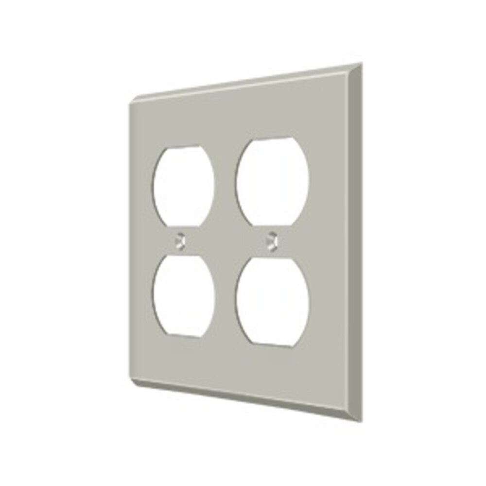 Deltana Solid Brass Double Duplex Outlet Switchplate in Brushed Nickel