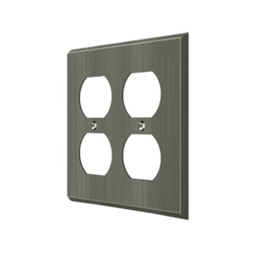 Deltana Solid Brass Double Duplex Outlet Switchplate in Antique Nickel